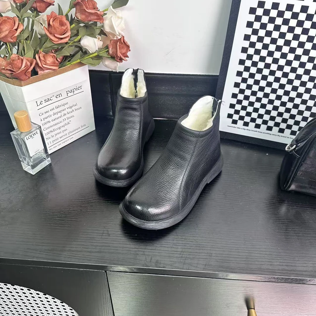 秋冬上新经典时尚百搭休闲妈妈靴软底气质保暖加绒冷粘工艺8828