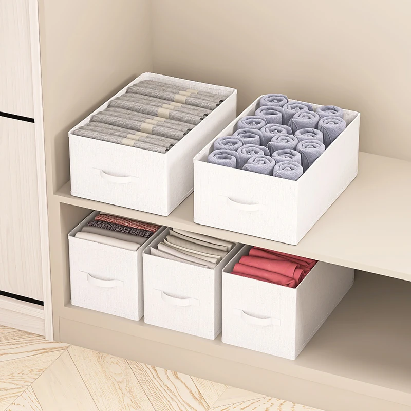 布艺收纳盒衣柜裤子分类神器抽屉式衣物整理箱可折叠衣服储物筐子