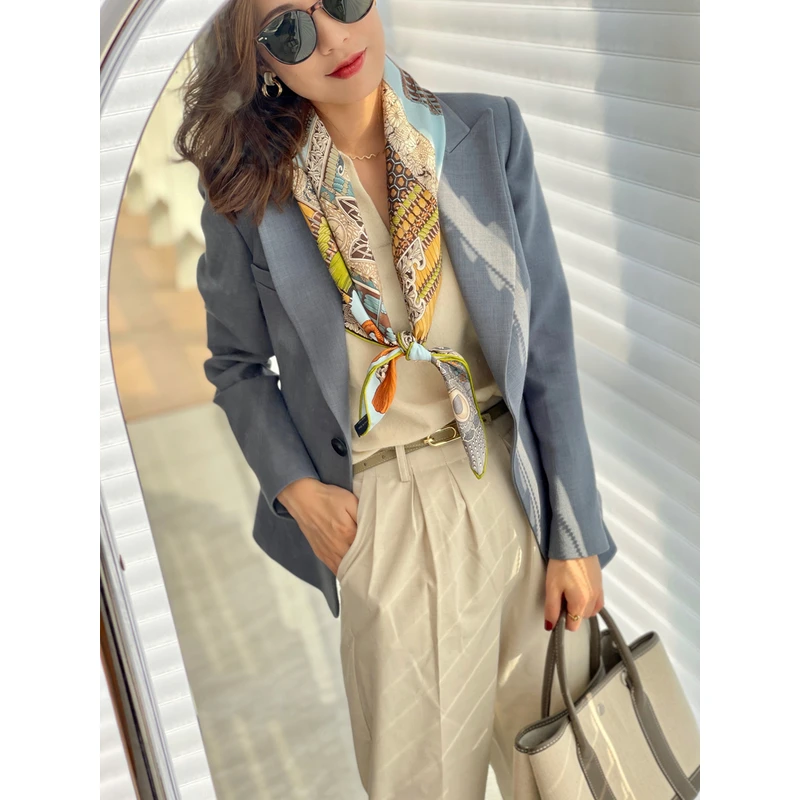 【武士盔甲·牛油果绿】清新配色！18mm真丝斜纹绸大方巾88cm/62g