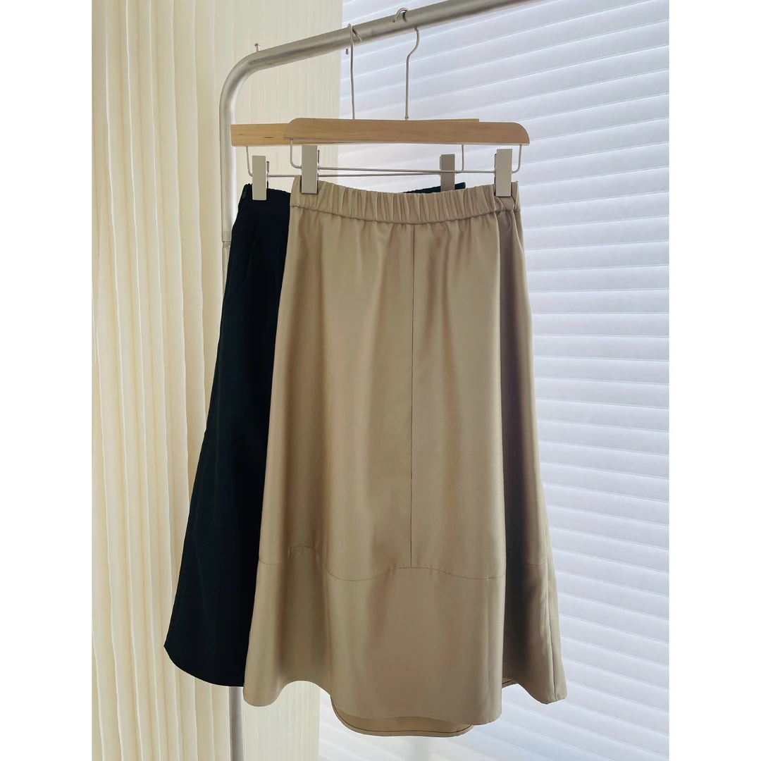 【灯笼裙】这面料太有光泽了！加捻盐缩斜纹百搭基础款显瘦半身裙