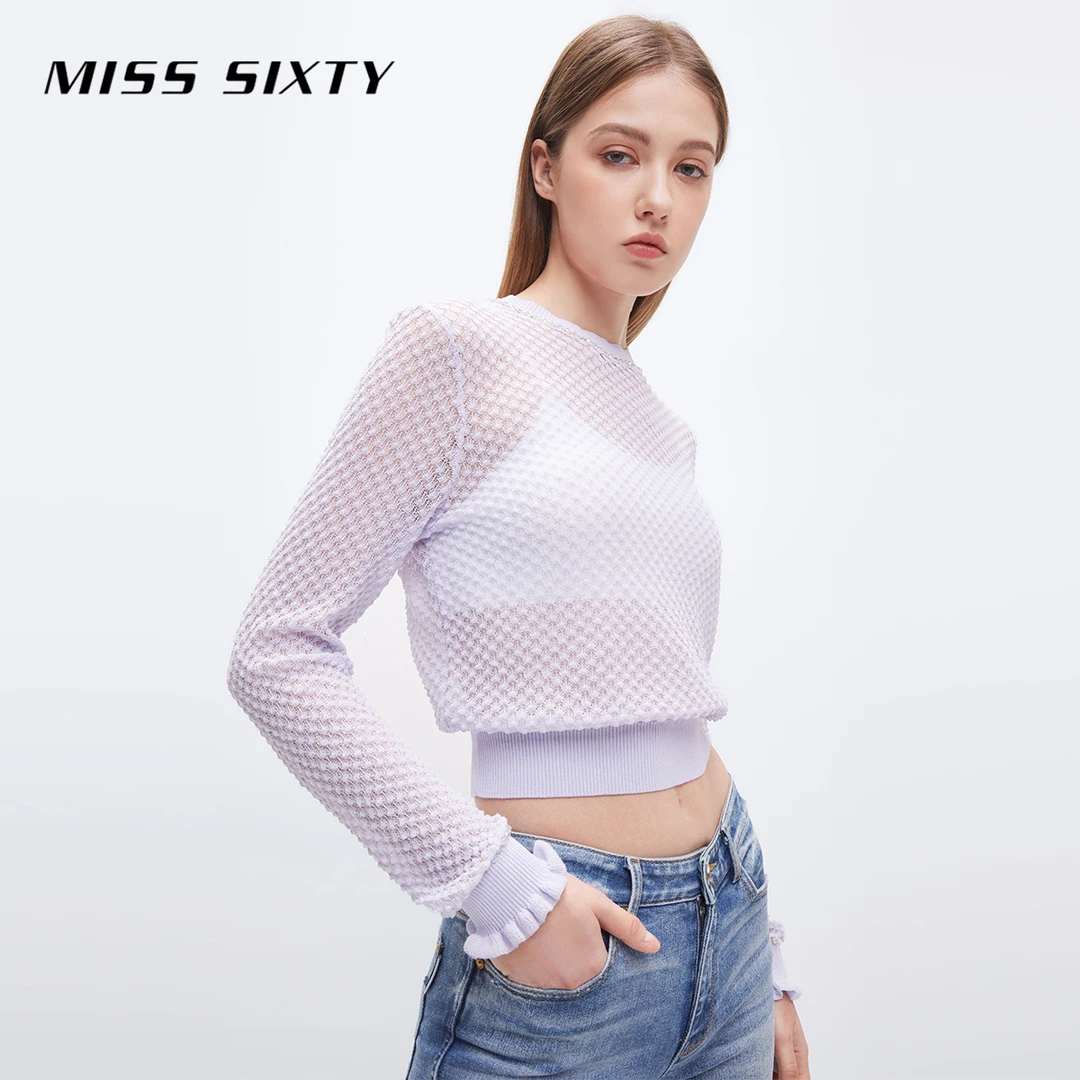 Miss Sixty春季针织套头衫薄款圆领性感高级感优雅气质小众上衣女