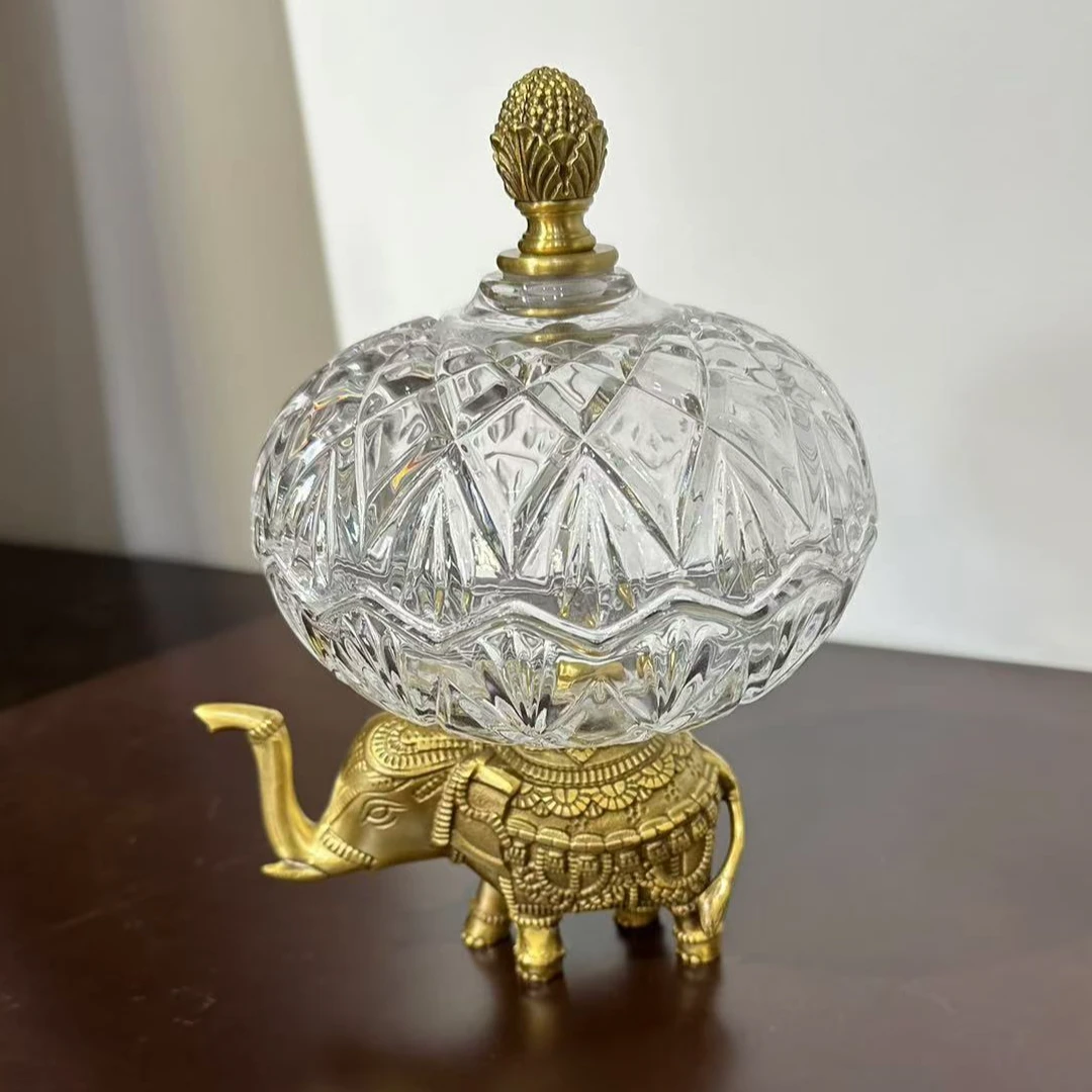 黄铜大象果盘家居装饰品摆件客厅茶几果篓