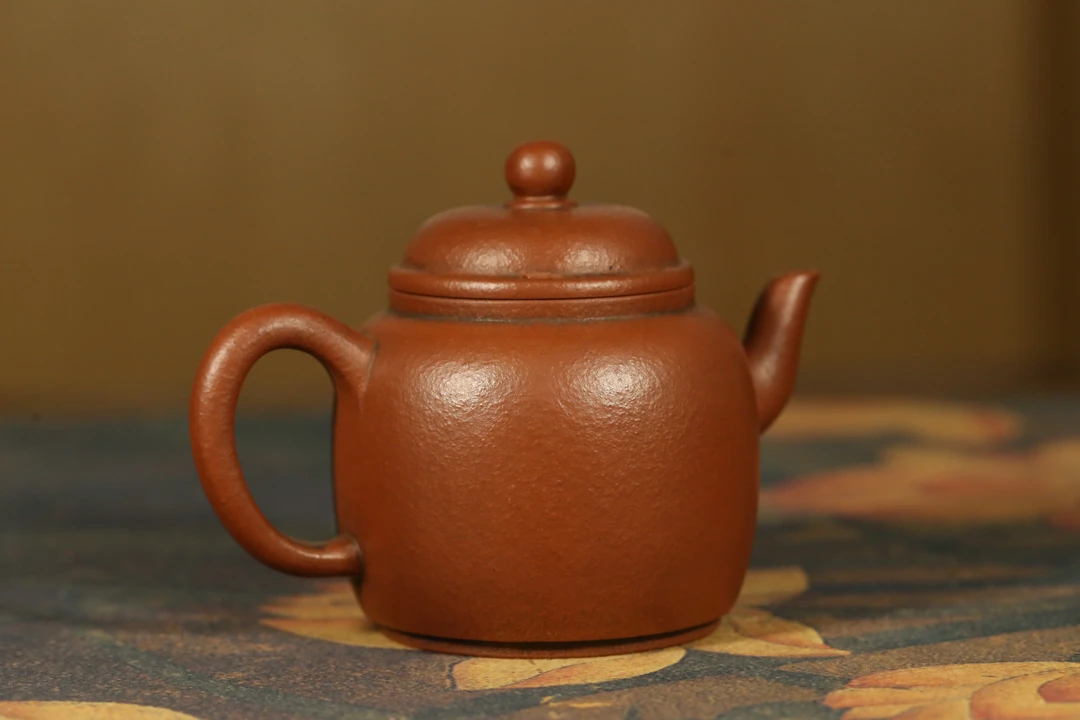 宜兴紫砂回流生砂老朱泥金钟壶