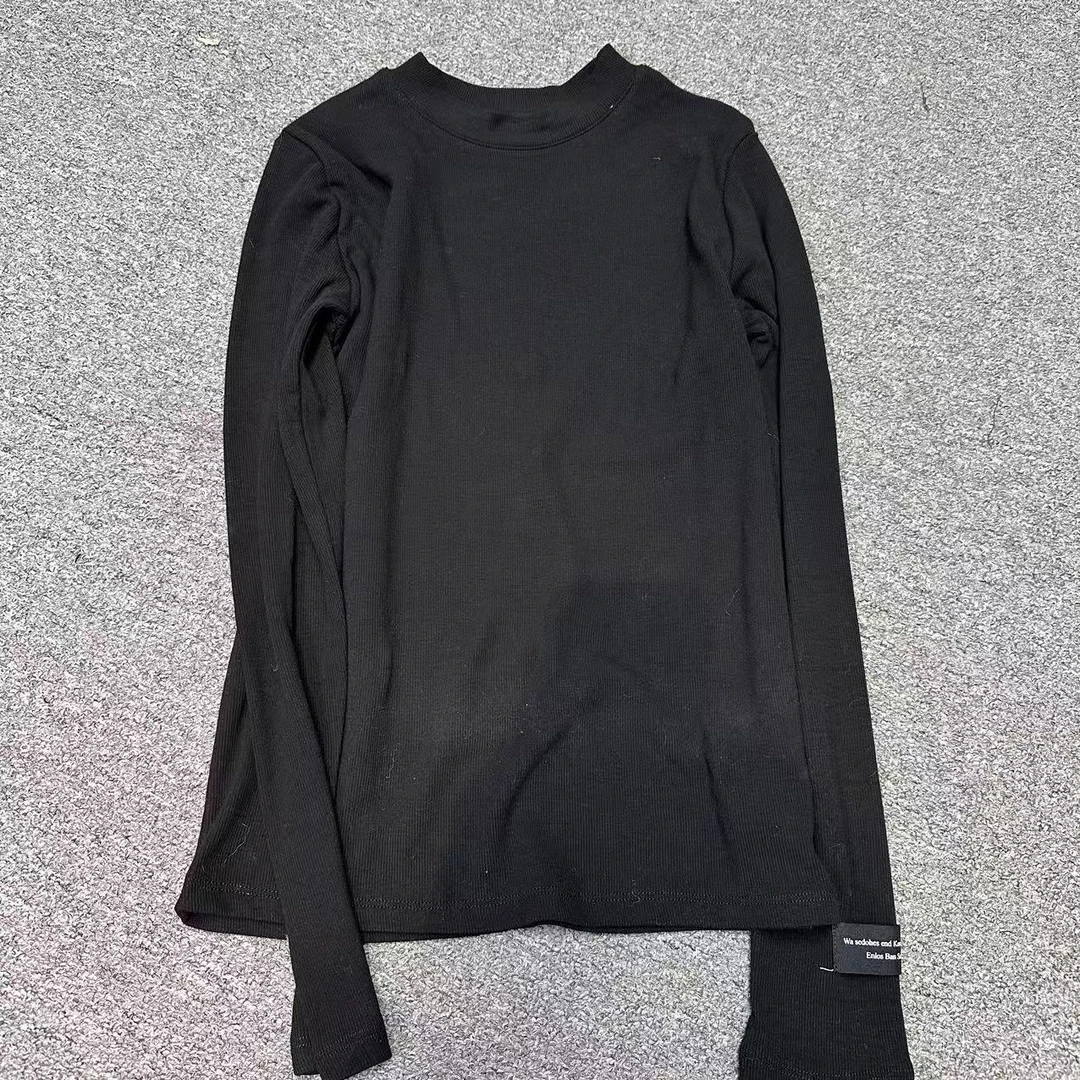 深圳南油高货净版圆领袖口带标长袖上衣