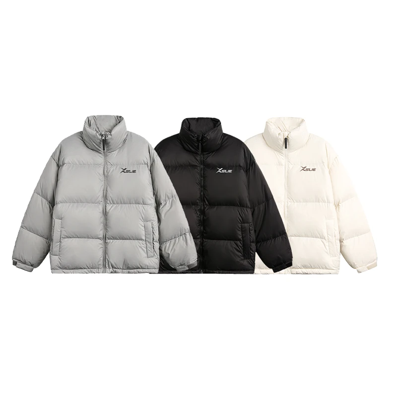 XSLIE小涩猎美式复古90白鸭绒轻薄羽绒服男冬季保暖立领宽松外套