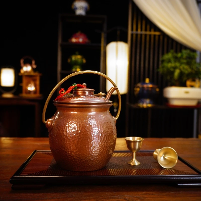 手工黄酒温酒器家用烫酒温酒壶纯紫铜老式烈酒白酒热酒壶一斤酒具