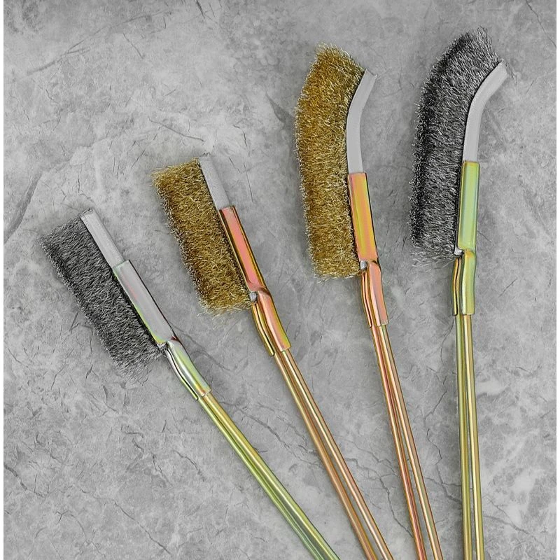 新款不锈钢钢丝刷小刷子带柄厨房煤气灶油烟机打磨除锈长柄铁丝