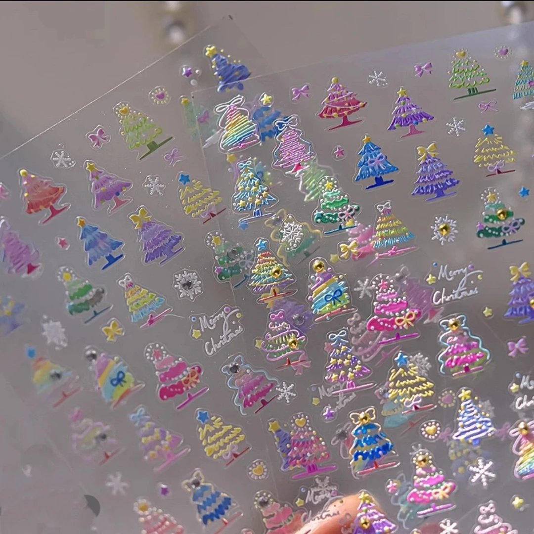 圣诞树浮雕美甲贴纸手帐贴ins绝美手机平板装饰相机贴diy