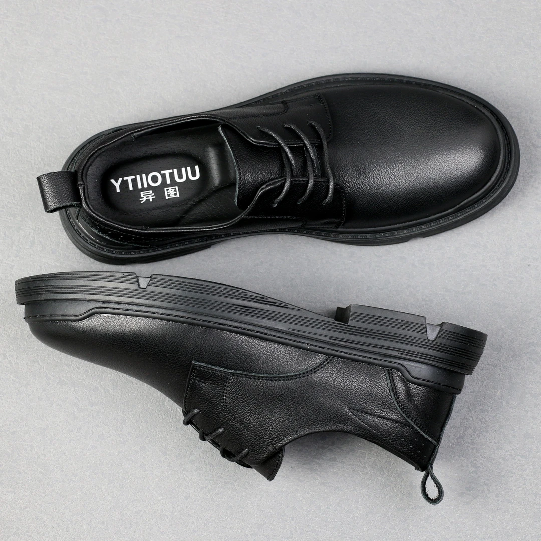 头层牛皮工装大头皮鞋男士纯牛皮春秋款透气真皮马丁鞋男软皮软底