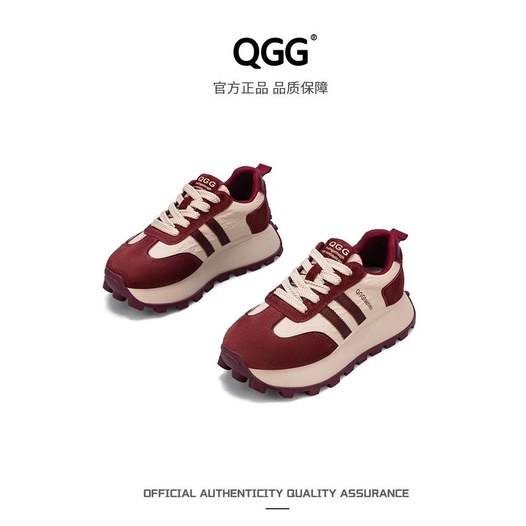 【QGG】2024年秋季新款增高5.5cm阿甘女鞋软底舒适百搭厚底鞋Q1099