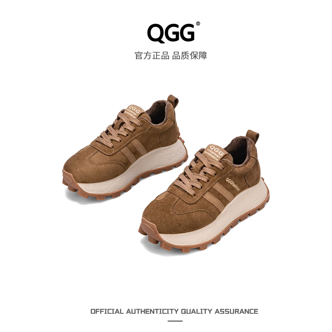 【QGG】2024年秋季新款增高5.5cm阿甘女鞋软底舒适百搭厚底鞋Q1172