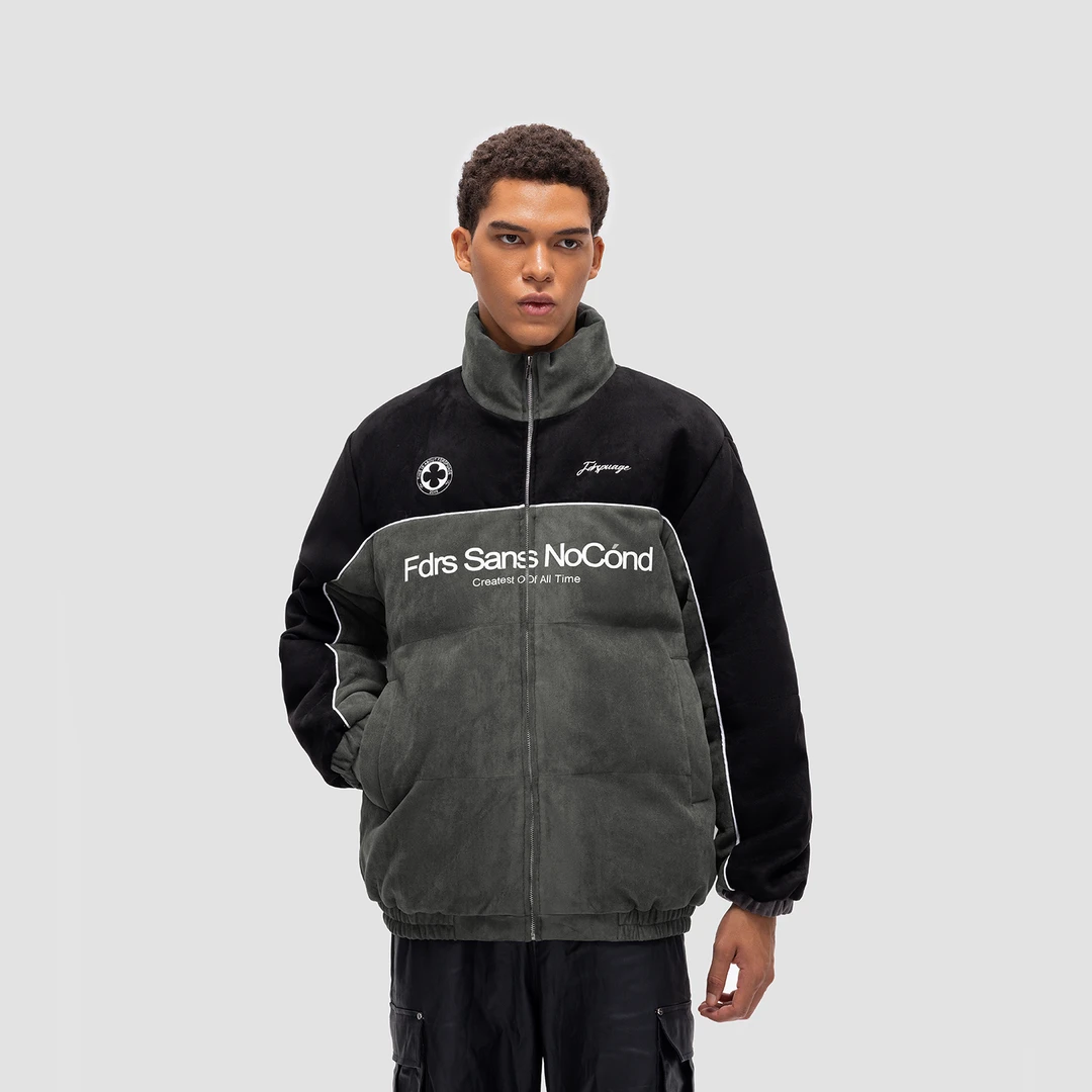 FDR原创新款皮拼色棉服