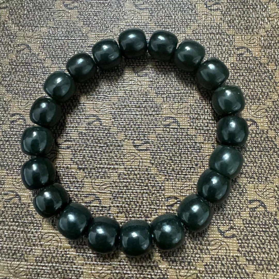 【大牛珠宝工作室】 和田玉青玉手串 老型珠手串 男女皆可佩戴