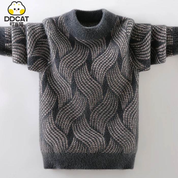 叮当猫男童毛衣加绒加厚秋冬季2025新款中大童洋气保暖针织打底衫