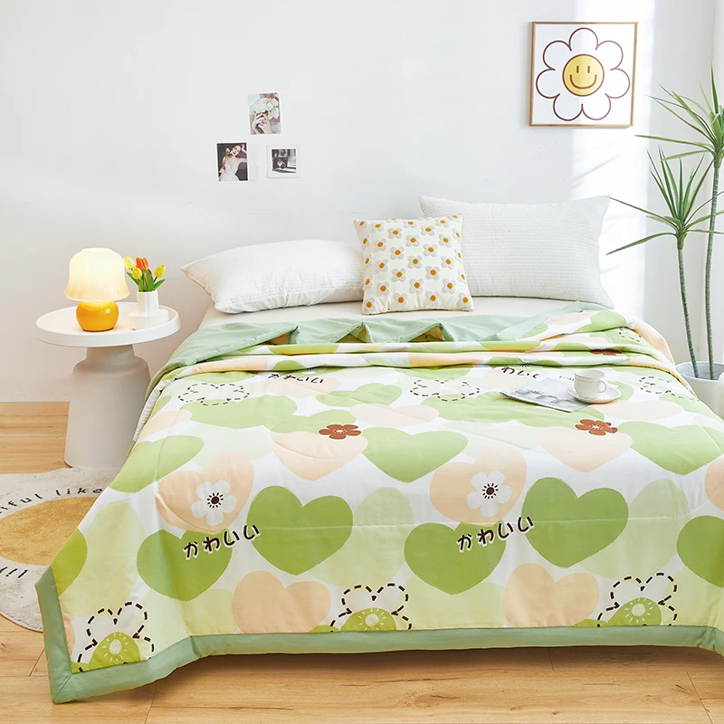 水洗棉夏被双人空调被印花单人学生宿舍夏凉被家用薄款机洗薄被子