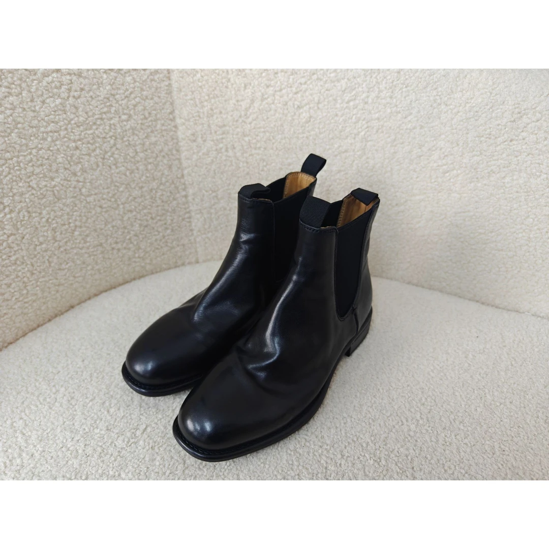 老王甄选 秋季新款 金典简约复古水牛皮英伦风女士切尔西短靴