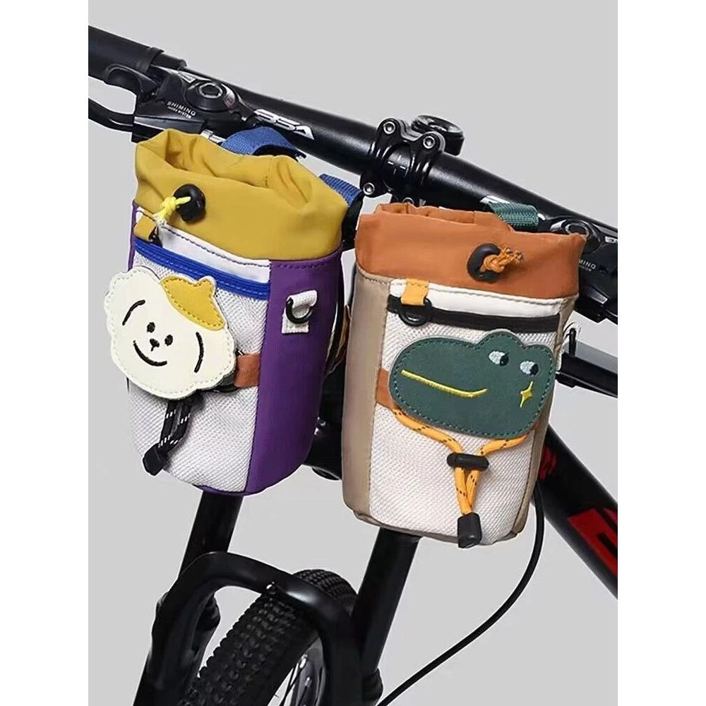 新款超可爱露营风自行单车骑行挂包水壶杯前车筐收纳包