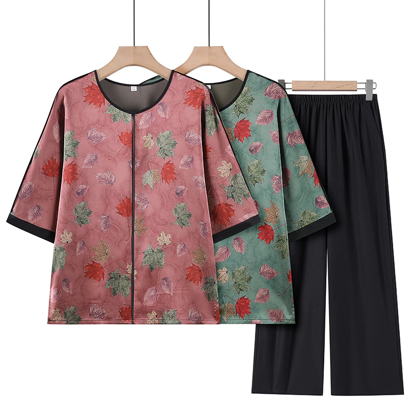 女装妈妈装中老年夏季宽松夏装老年人洋气时尚复古国风中年奶奶装