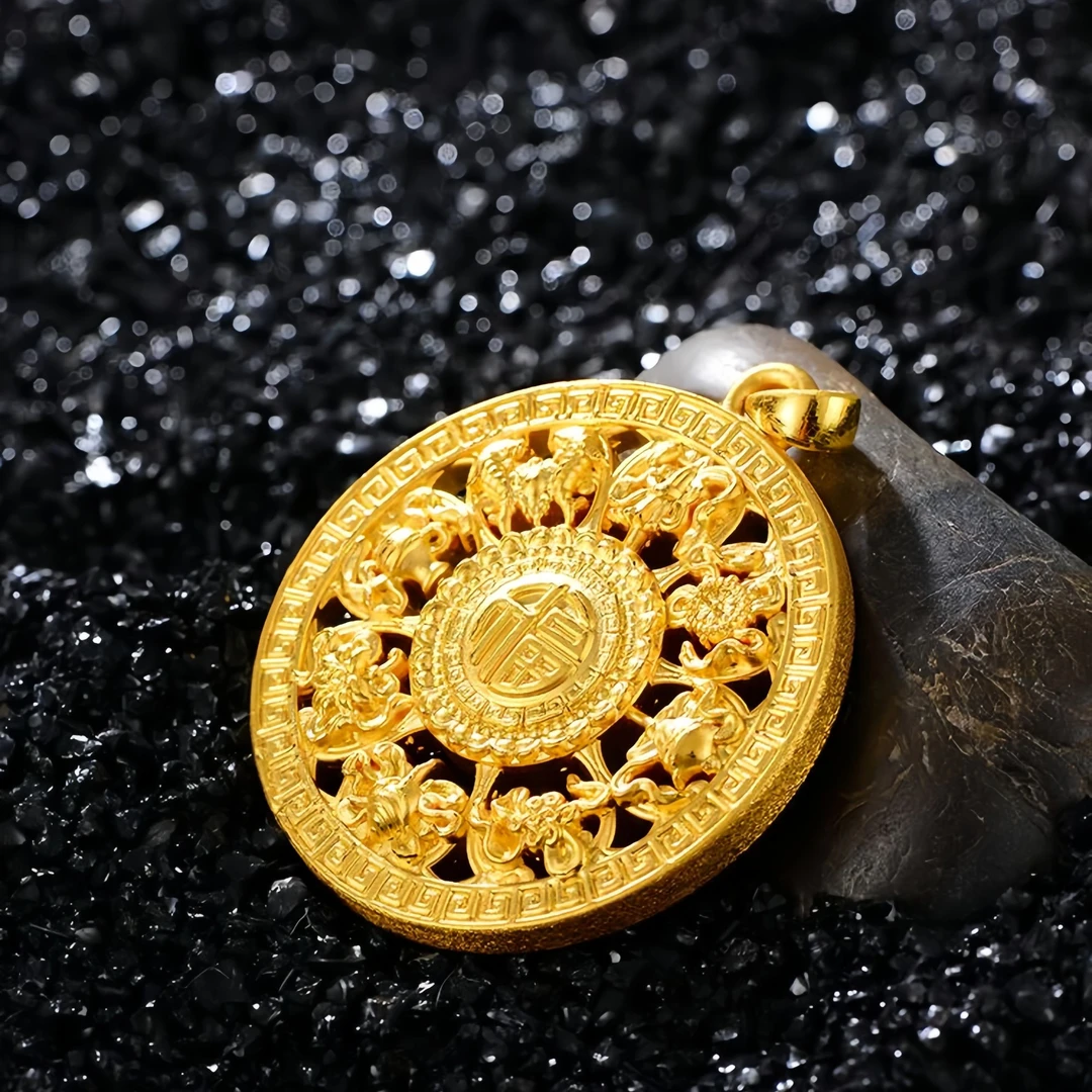 足金（3D八宝罗盘吊坠项链