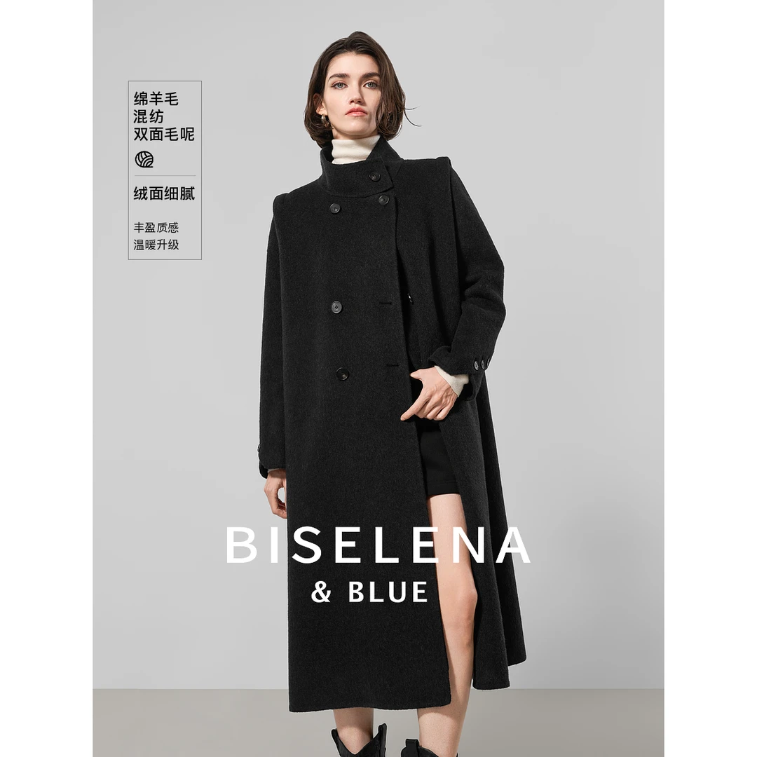 652G贝茜妮"静奢老"复古气质绵羊毛双面毛呢外套女冬新款大衣