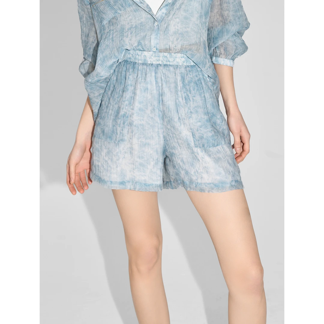 1556贝茜妮法式设计感晕染天丝女新款短裤