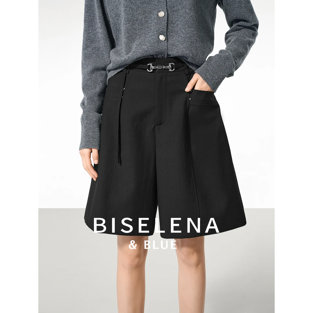 7170贝茜妮法式复古气质休闲短裤女新款时尚宽松撞色裤子