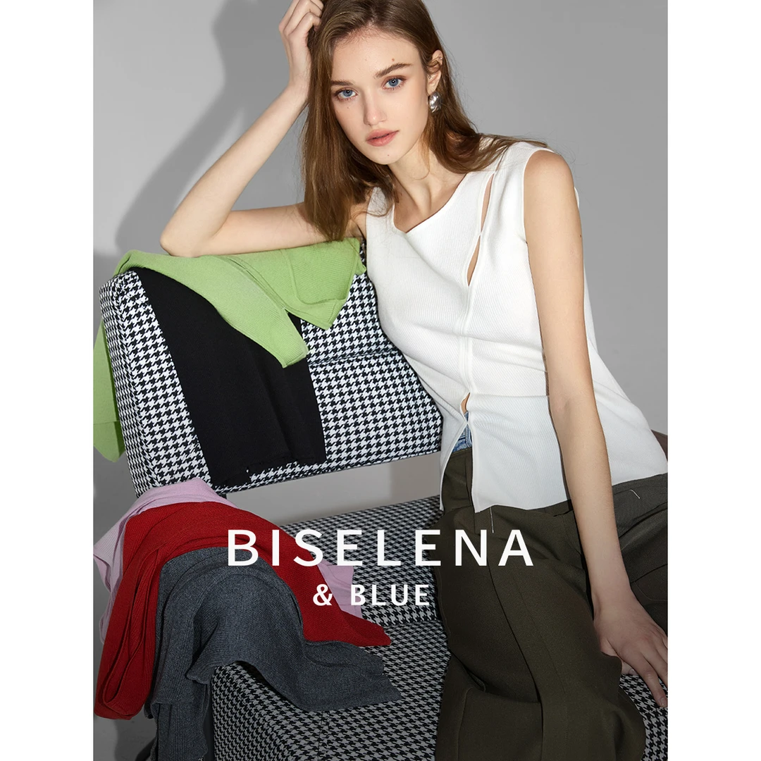 贝茜妮镂空针织吊带背心设计感不规则打底上衣