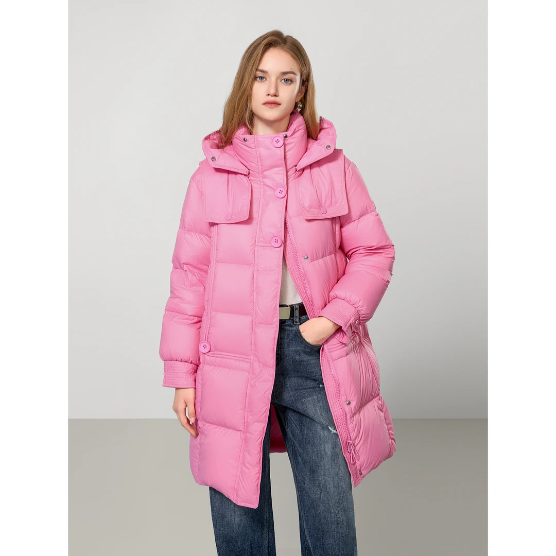 4708贝茜妮"常青藤"学院风90鸭绒连帽羽绒服女装冬新款保暖外套