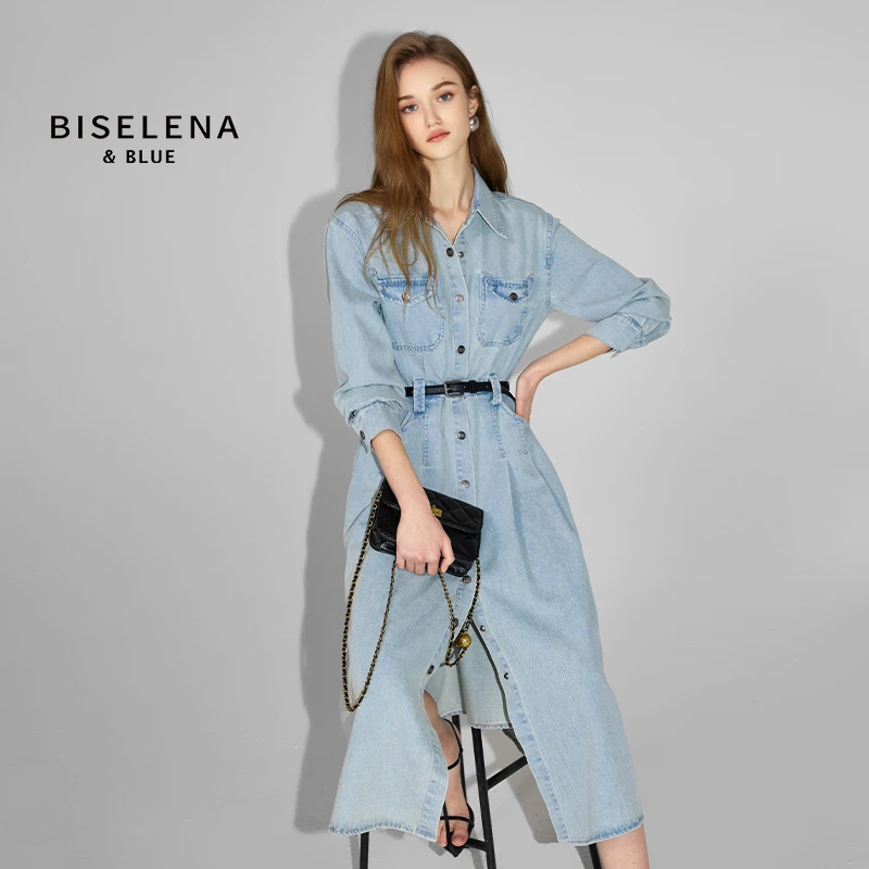 978G贝茜妮法式复古长款牛仔连衣裙