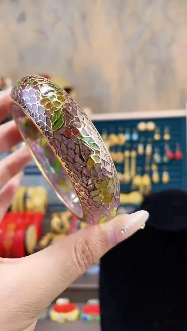 【闪购商品】非遗景泰蓝脱胎镯子60-63粉色