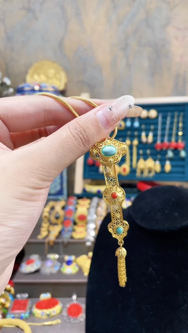 【闪购商品】 非遗绝技花丝镶吊坠如意