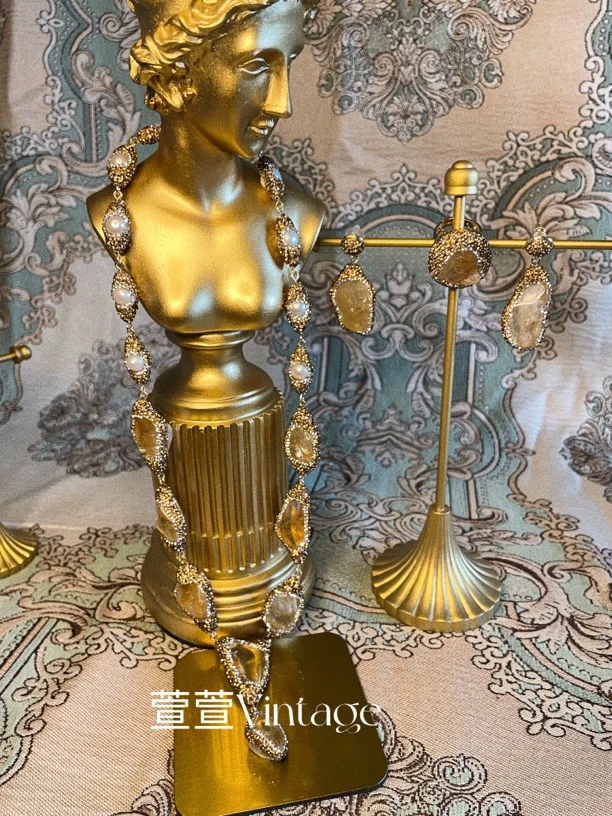 铜合金耳饰 铜合金耳环 萱萱VINTAGE 黄水手工定制 ［古典优雅］