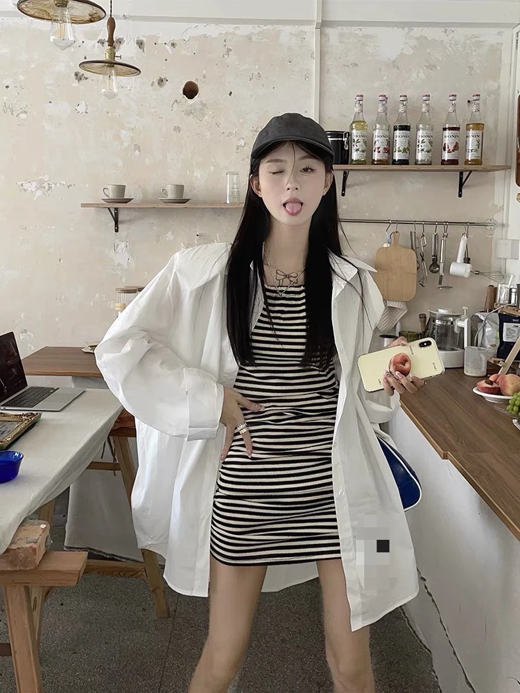 韩版大版宽松男友风防晒衬衣（有垫肩）