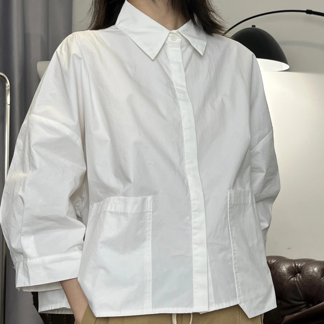 休闲百搭时尚简约短款口袋设计衬衣10260