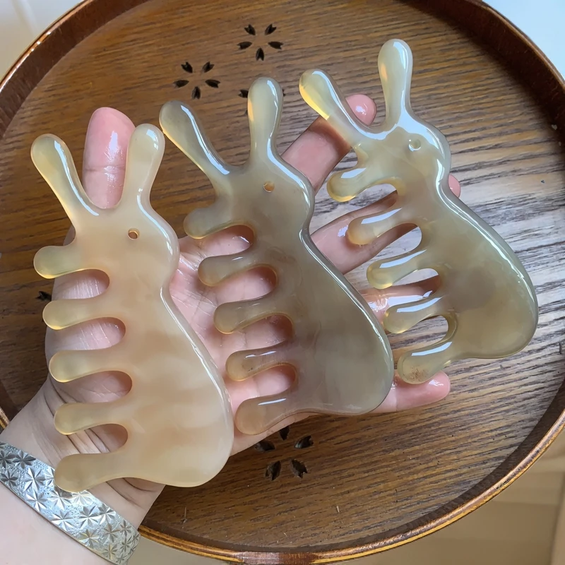 【梳艺阁】正宗羊角按摩兔耳朵梳头皮经络梳疏通头部+鼻刮