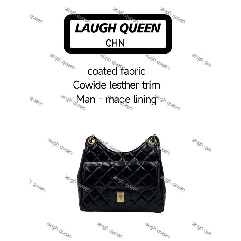 Laugh Queen手工打造真皮女士新款包黑白10720