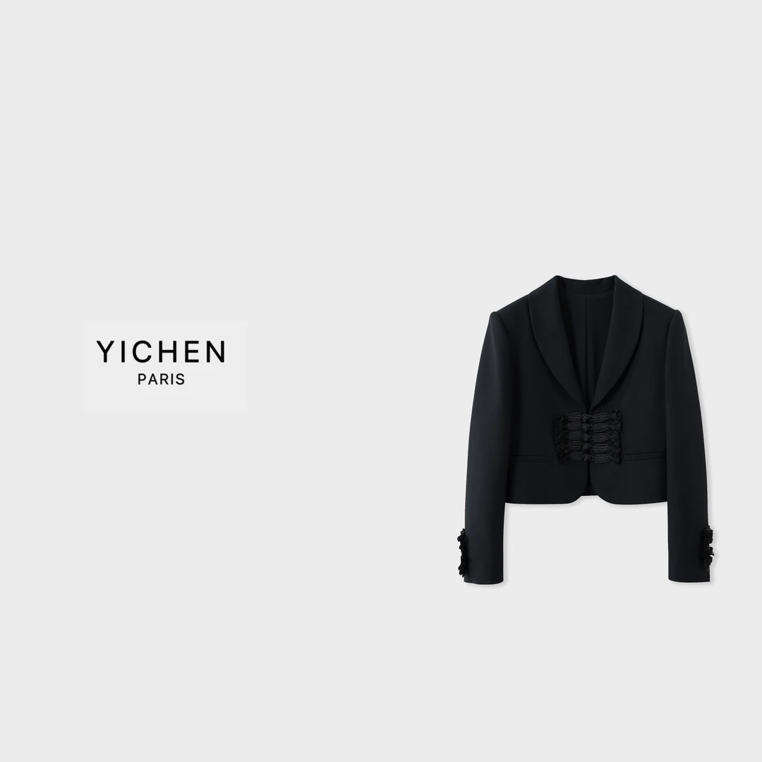 YC 马术风重工盘扣短款西装外套-1414