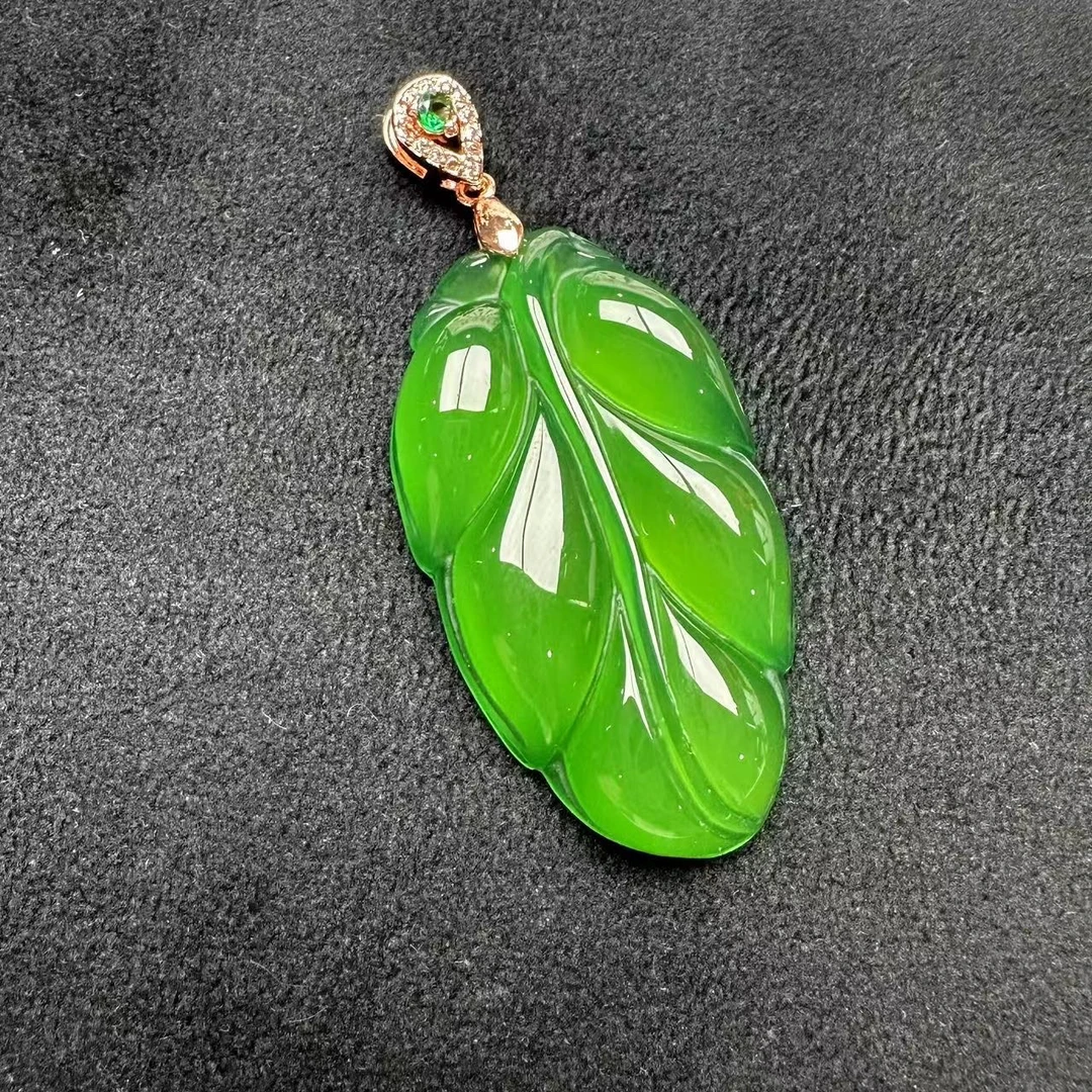 玉小安珠宝天然玉石冰透饱满金枝玉叶吊坠