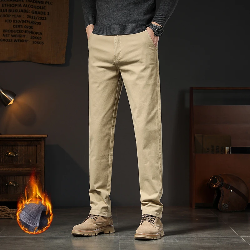 新款秋冬潮流男士商务棉质简约小直筒时尚百搭弹力修身有型休闲裤