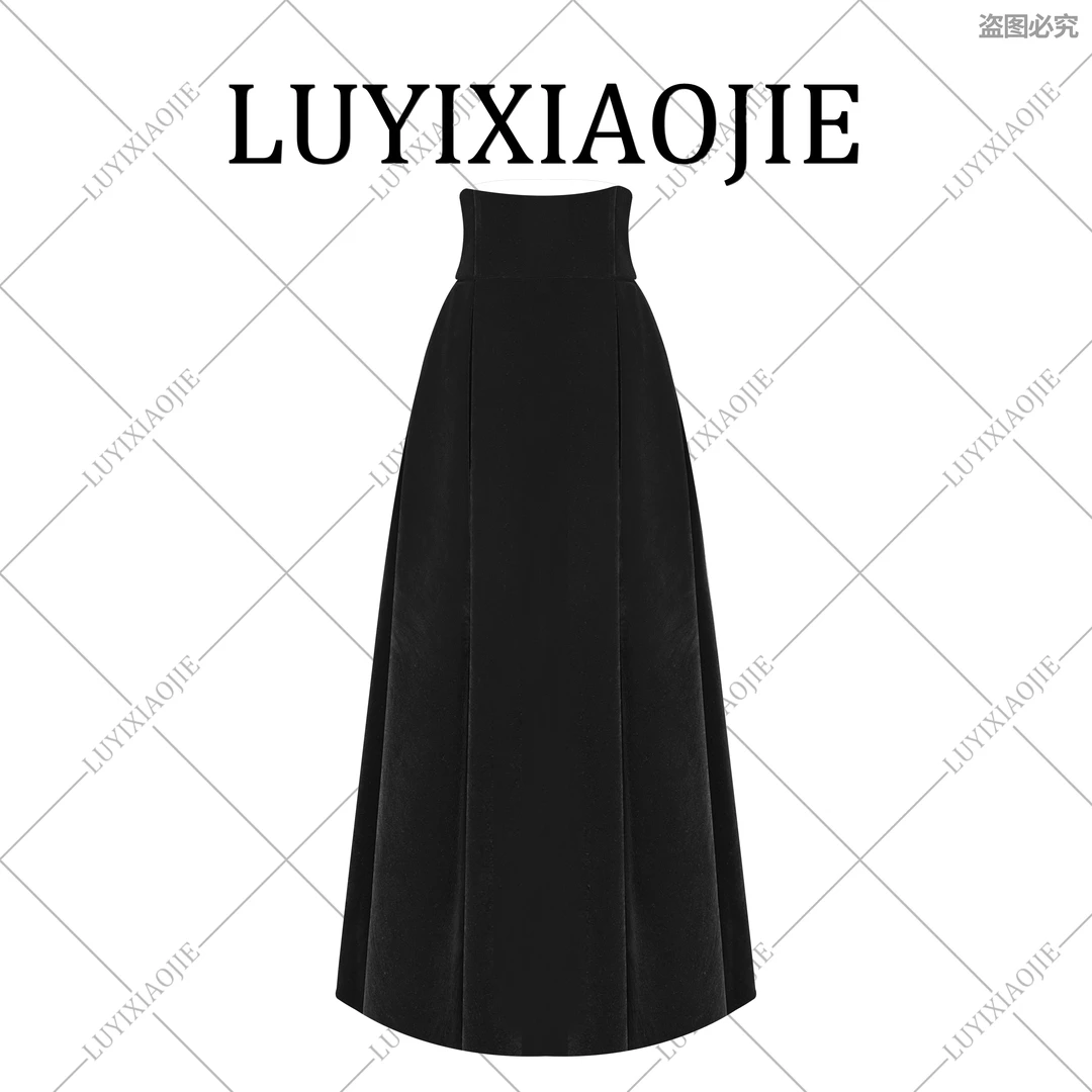 LYXJ【洛丽塔宫廷】冬季新款法式小众名媛气质轻奢黑色半身裙11618