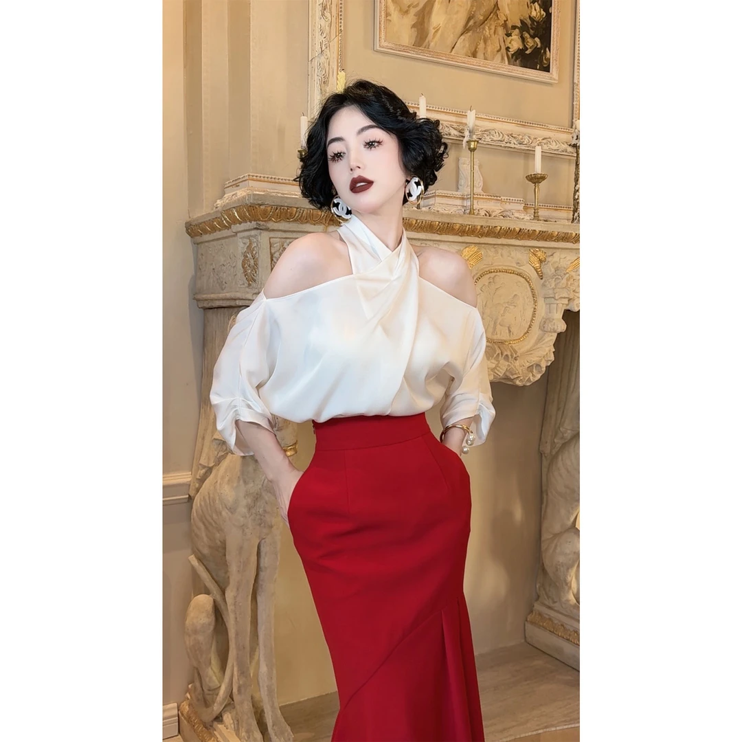 LYXJ【月光梵影】夏季设计感透气交叉领衬衫11201