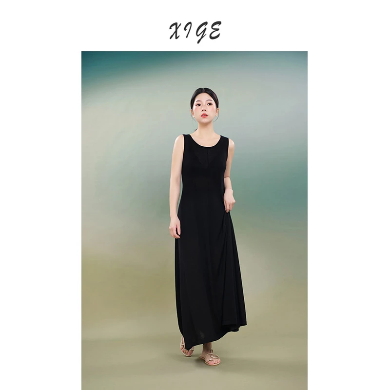 喜歌【点缀】女士精纺68支蚕丝羊绒吊带裙 7188