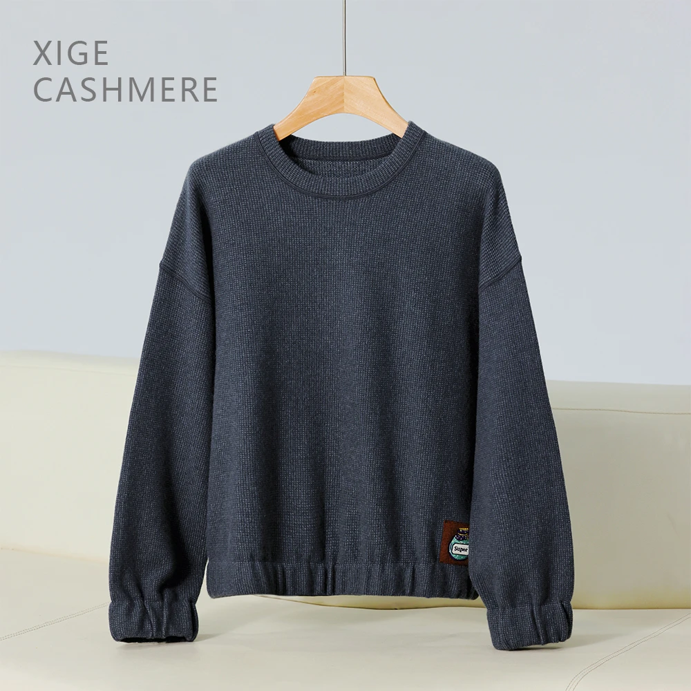 白霜   喜歌羊绒 100山羊绒 女士圆领休闲长袖上衣 7502