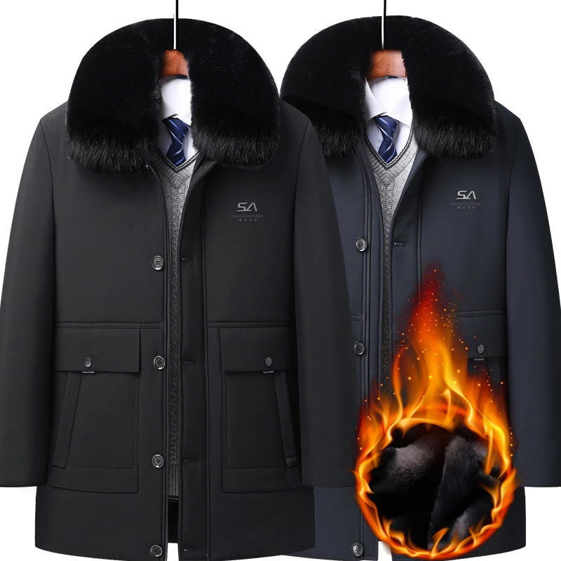 中老年人加绒加厚棉衣男冬季爸爸装外套棉服男保暖上衣爷爷棉袄