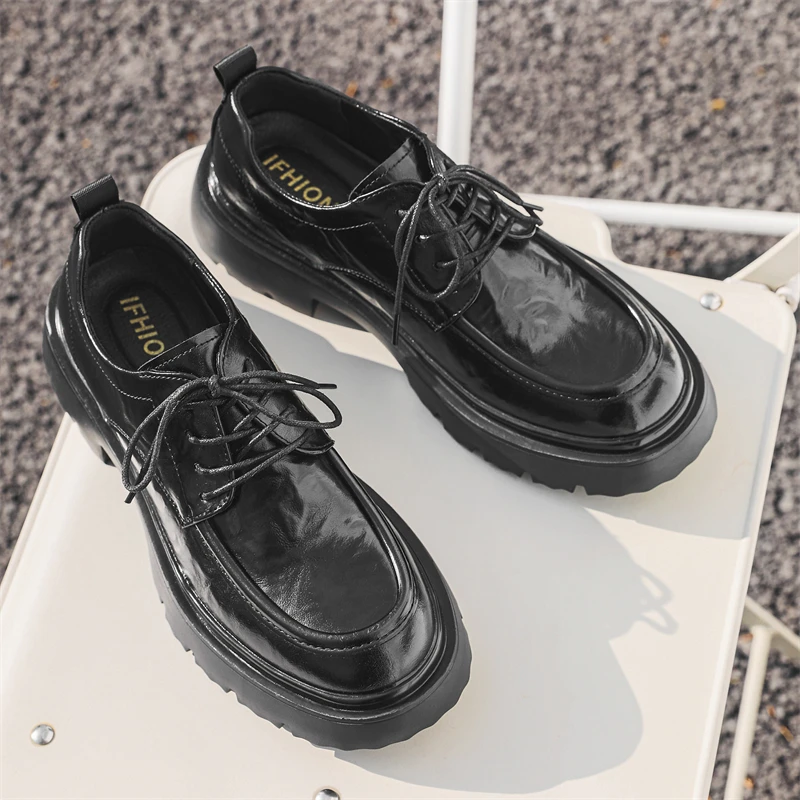 1815皮鞋男新款黑色休闲大头德比EVA厚底防滑英伦风高端百搭男鞋