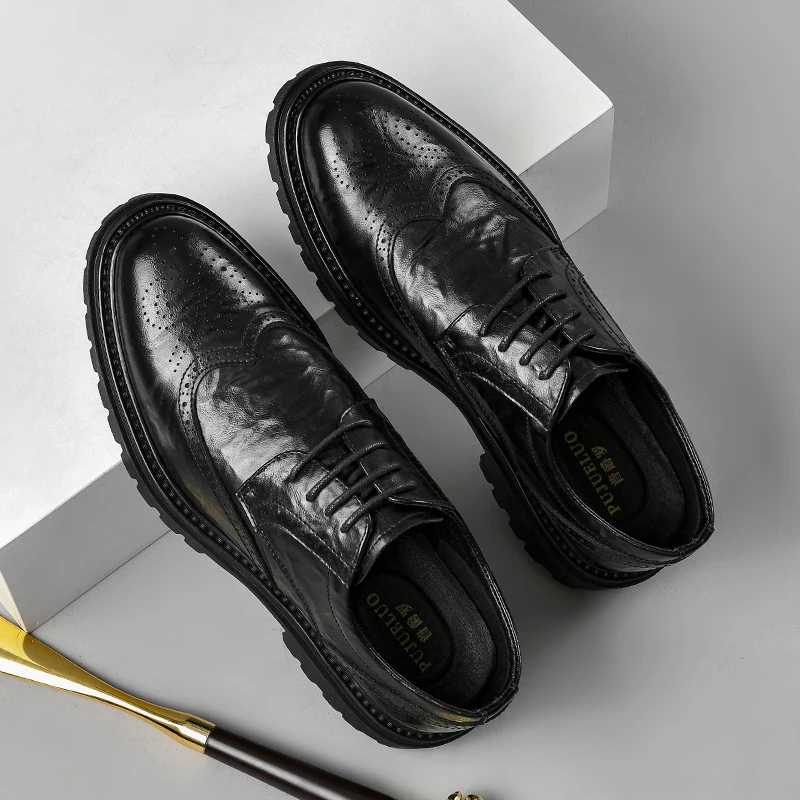 1707新款真皮牛皮系带英伦风百搭正装商务皮鞋男士休闲软底结婚鞋