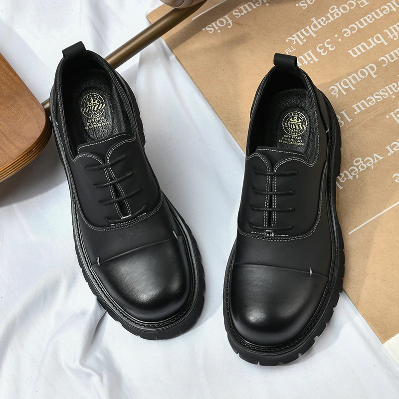 0612皮鞋男新款大头德比男士休闲英伦商务厚底增高百搭男鞋