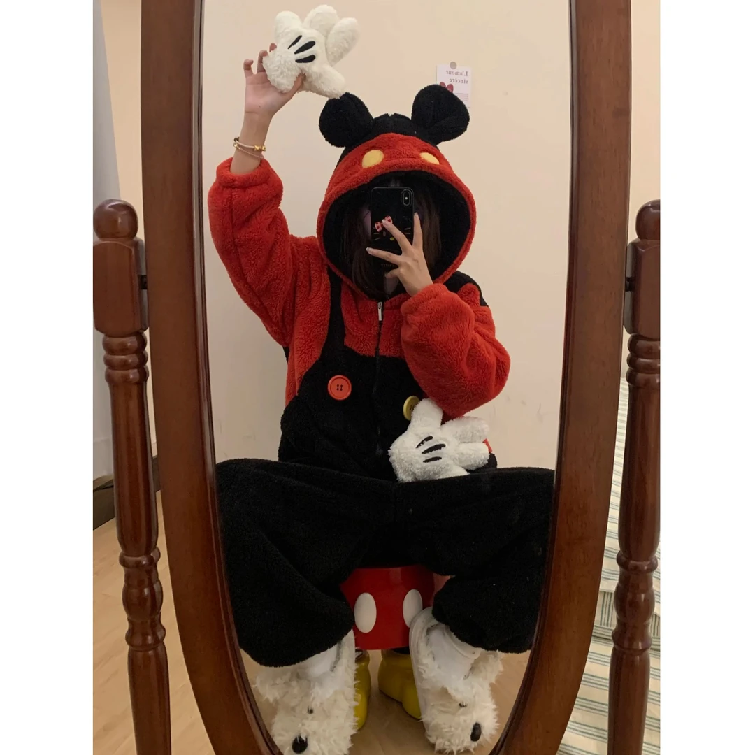 【米奇连体衣】可爱卡通珊瑚绒连体睡袍睡衣女款秋冬季爆款家居服
