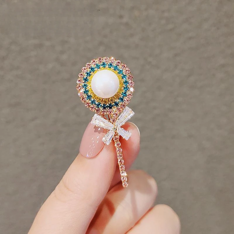 可爱棒棒糖胸针女防走光衣领扣西装别针高档胸花配饰女开衫饰品潮