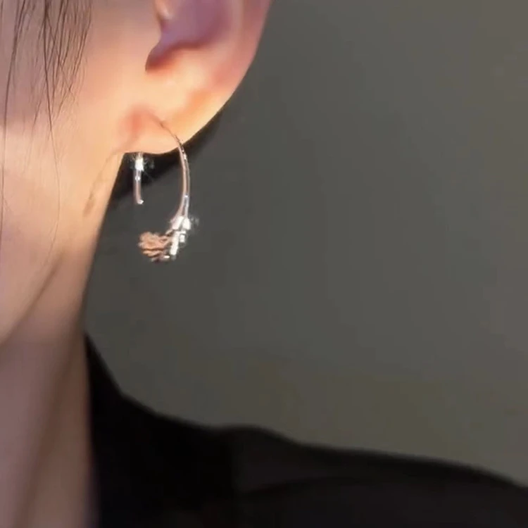 2023年新款潮圆形麦穗耳钩耳环女夏小众设计高级感ins冷淡风耳圈